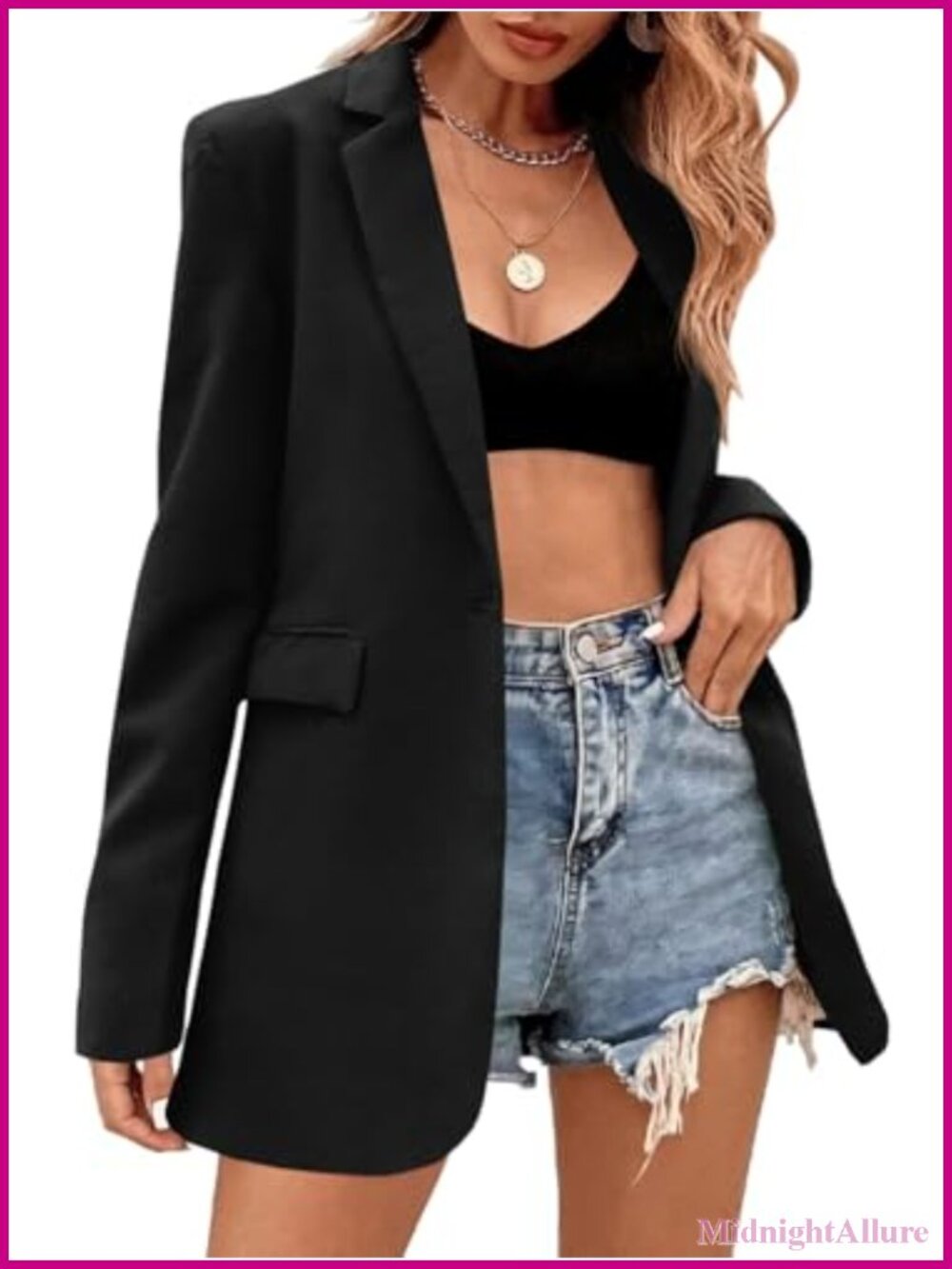 Oversized Long Sleeve Notch Lapel Blazer Suit Jacket